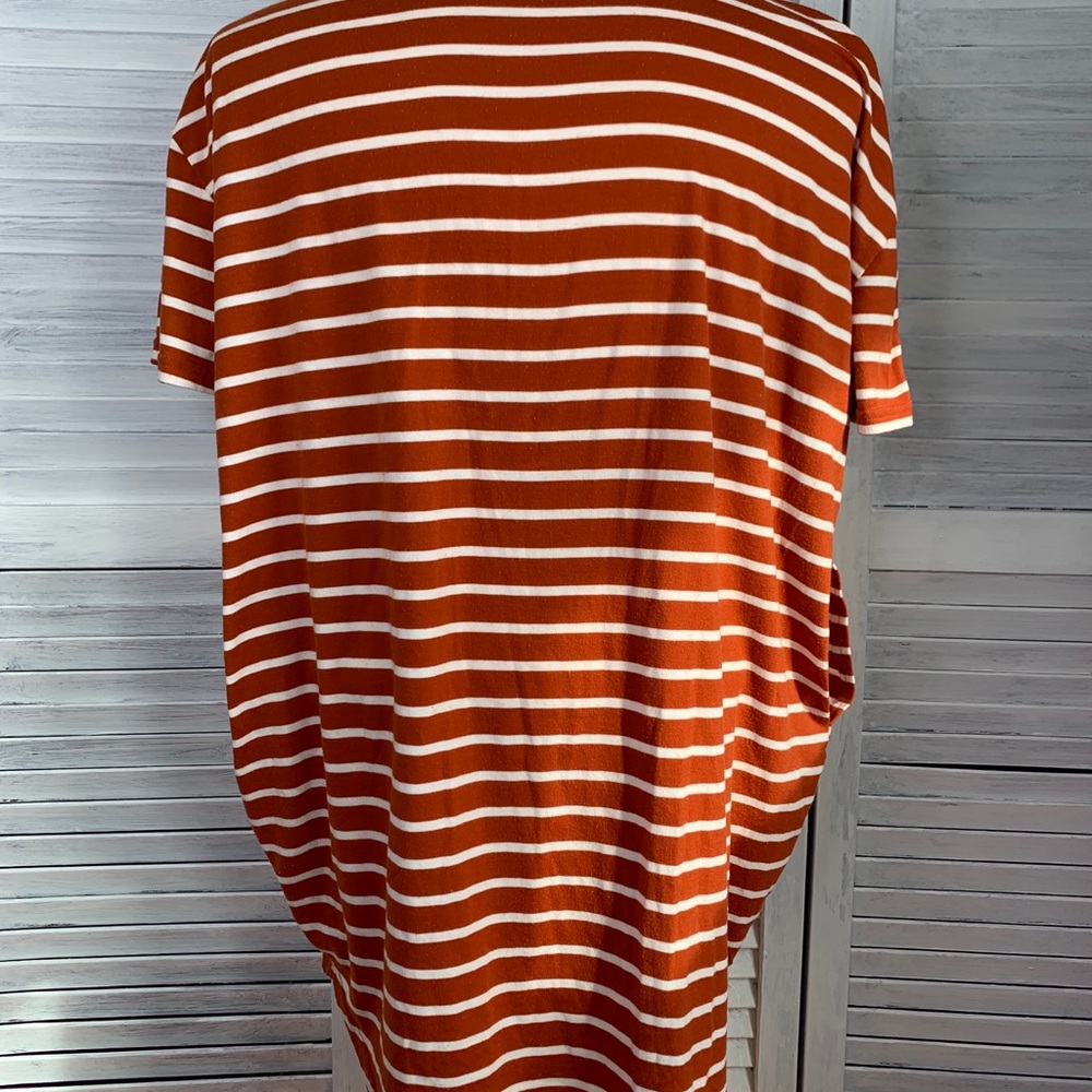 Oversized Shirt Orange w/ White Stripes & pockets - Picture 6 of 6